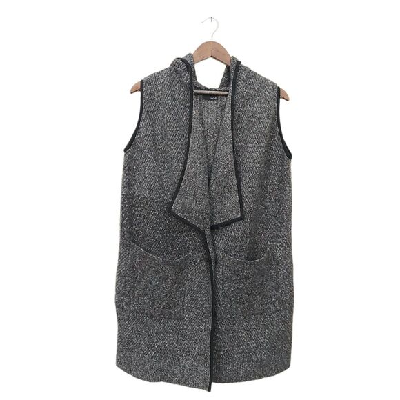 Anthropologie Greylin Vest Womens M/L Gray Wool Hooded Button Knitted Casual - Picture 1 of 11